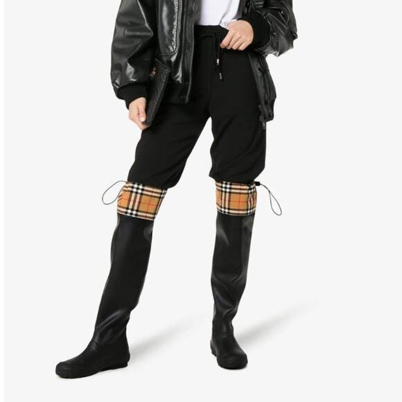 Burberry Tall Rain Boots Olive Plaid Check - Picture 4 of 11